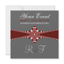 Grey Red Royale Invitations