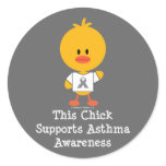Grey Ribbon Asthma Awareness Chick Stickers