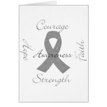 Grey ribbon brain cancer awareness cards