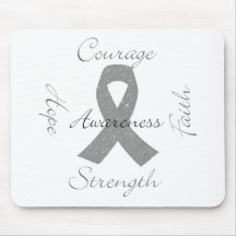 Grey ribbon brain cancer awareness mouse pads