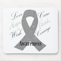 Grey ribbon brain cancer awareness mousepad