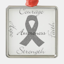 Grey ribbon brain cancer awareness ornaments