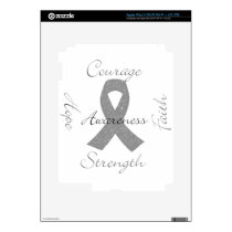 Grey ribbon brain cancer awareness decal for iPad 3