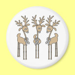Grey Ribbon Reindeer (Diabetes) magnets