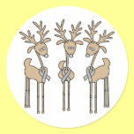 Grey Ribbon Reindeer (Diabetes) stickers