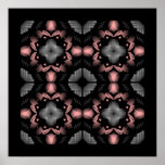 Grey Rose - oriental motif - poster