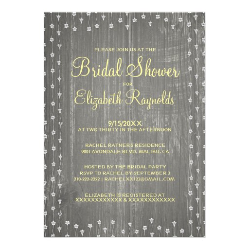 Grey Rustic Country Bridal Shower Invitations