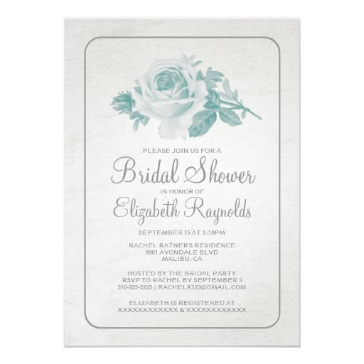 Grey Rustic Floral/Flower Bridal Shower Invitation