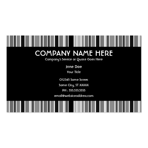 grey scale stripes business card templates (back side)