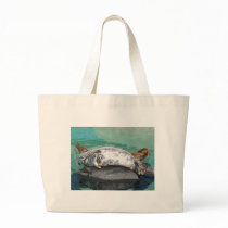 Grey Seal Pair On Rock Full Body Tote Bags