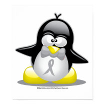 Grey/Silver Ribbon Penguin posters by fightcancertees Grey/Silver Ribbon Penguin posters