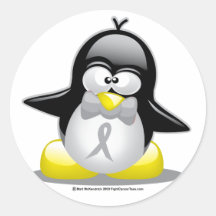 Grey/Silver Ribbon Penguin Sticker