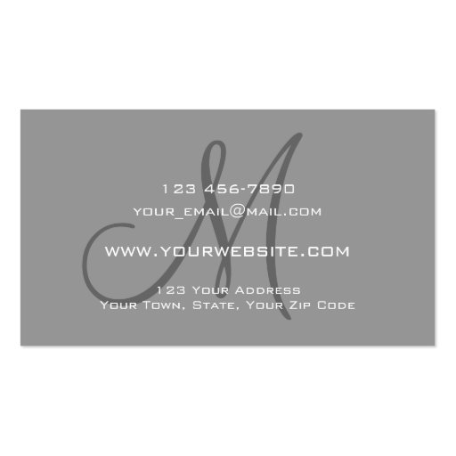 Grey Simple Plain Monogram Logo Business Card (back side)