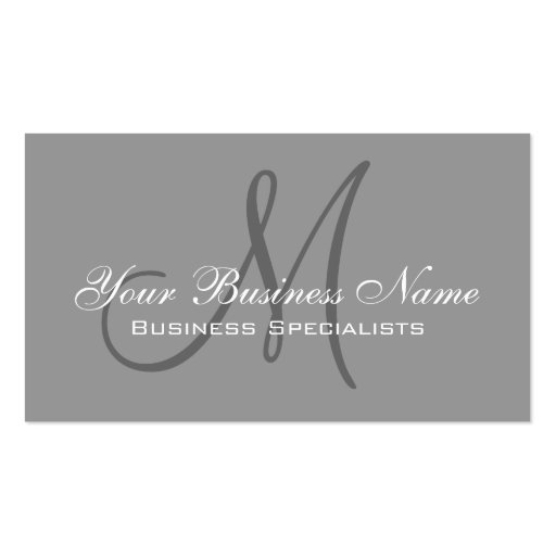 Grey Simple Plain Monogram Logo Business Card