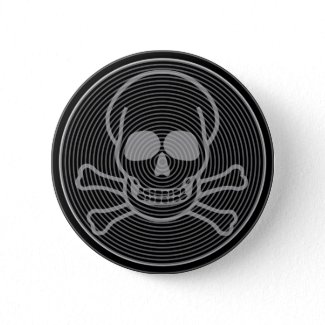 Grey Skull & Crossbones Emblem button