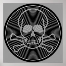 Grey Skull & Crossbones Emblem Poster