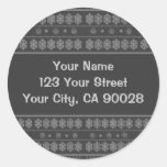 Grey Snowflake pattern Round Stickers