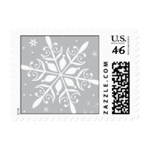 Grey snowflake postage stamps