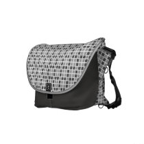 Grey Squares Pattern rickshaw messenger bags