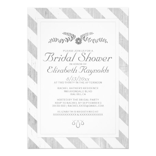 Grey Stripes Bridal Shower Invitations