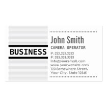 Grey Stripes Camera Operator Business Card