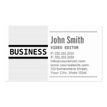 Grey Stripes Video Editor Business Card