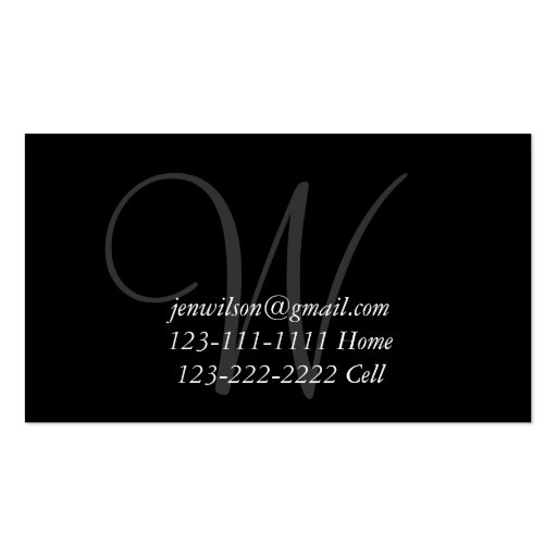 Grey Stylish Monogram Mommy Calling Card Business Card Templates (back side)