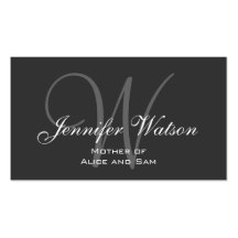 Grey Stylish Monogram Mommy Calling Card Business Card Templates