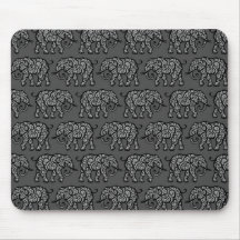 Grey Swirling Elephant Pattern Mouse Pads