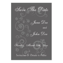 Grey Swirls Save The Date Profile Card business cards by 13BlackCatsDesigns Grey Swirls Save The Date Profile Card business cards