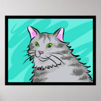 Grey Tabby Art Poster