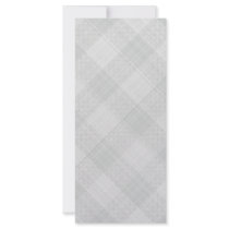 grey table cloth rack cards