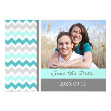 Grey Teal Photo Wedding Save the Date Card