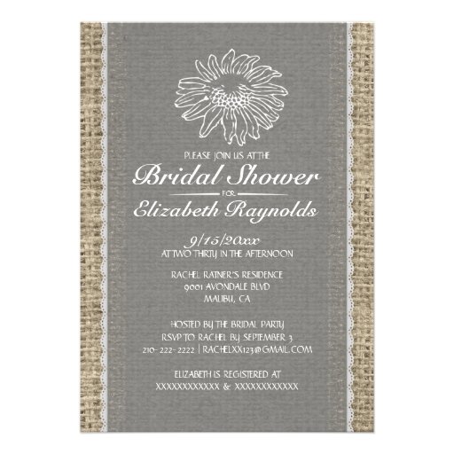 Grey Vintage Lace Bridal Shower Invitations