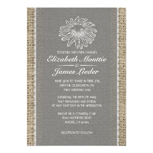 Grey Vintage Lace Wedding Invitations