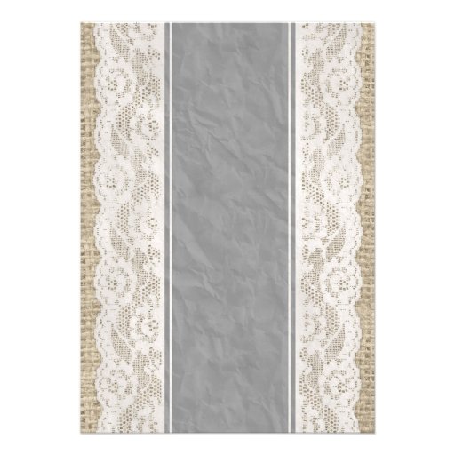 Grey Vintage Linen & Lace Wedding Invitations