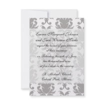 grey white baroque damask announcement