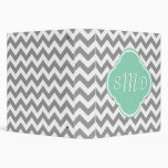 Grey & White Chevron Stripe Custom Monogram Binders