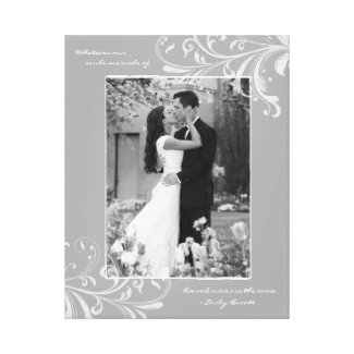 Grey White Floral Portrait Photo Template Picture Gallery Wrapped Canvas