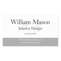 Grey & White Monogram Business Card