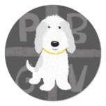 Grey & White PBGV Round Stickers