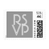 Grey White Postage Stamp "RSVP" by monogramgallery Grey White Postage Stamp "RSVP"