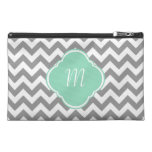 Grey & White Zigzag Custom Monogram Travel Accessory Bags