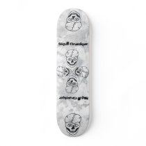 grey with skull  skateboard deck, by SandyCloss