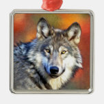 Grey Wolf Art Painting Ornaments