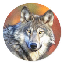 Grey Wolf Art Painting stickers