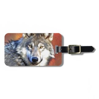 Grey Wolf Art Painting Tag For Bags