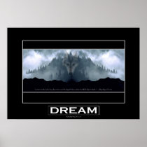 Grey Wolf DREAM Motivational Art Poster