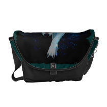 Grey Wolf & Eagle in Forest Wildlife Messenger Bag