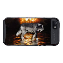 Grey Wolf Fire Flames Survivor iPhone Case Cover For iPhone 5
